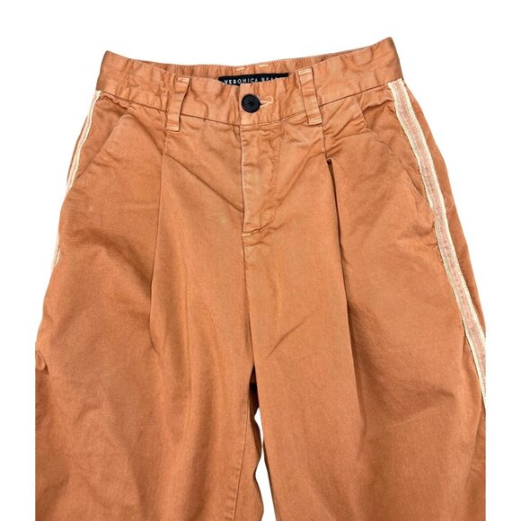 Veronica Beard Jeans Womens Wide-Leg Pants In Rust With Side Stripes Size 24 - Picture 4 of 16